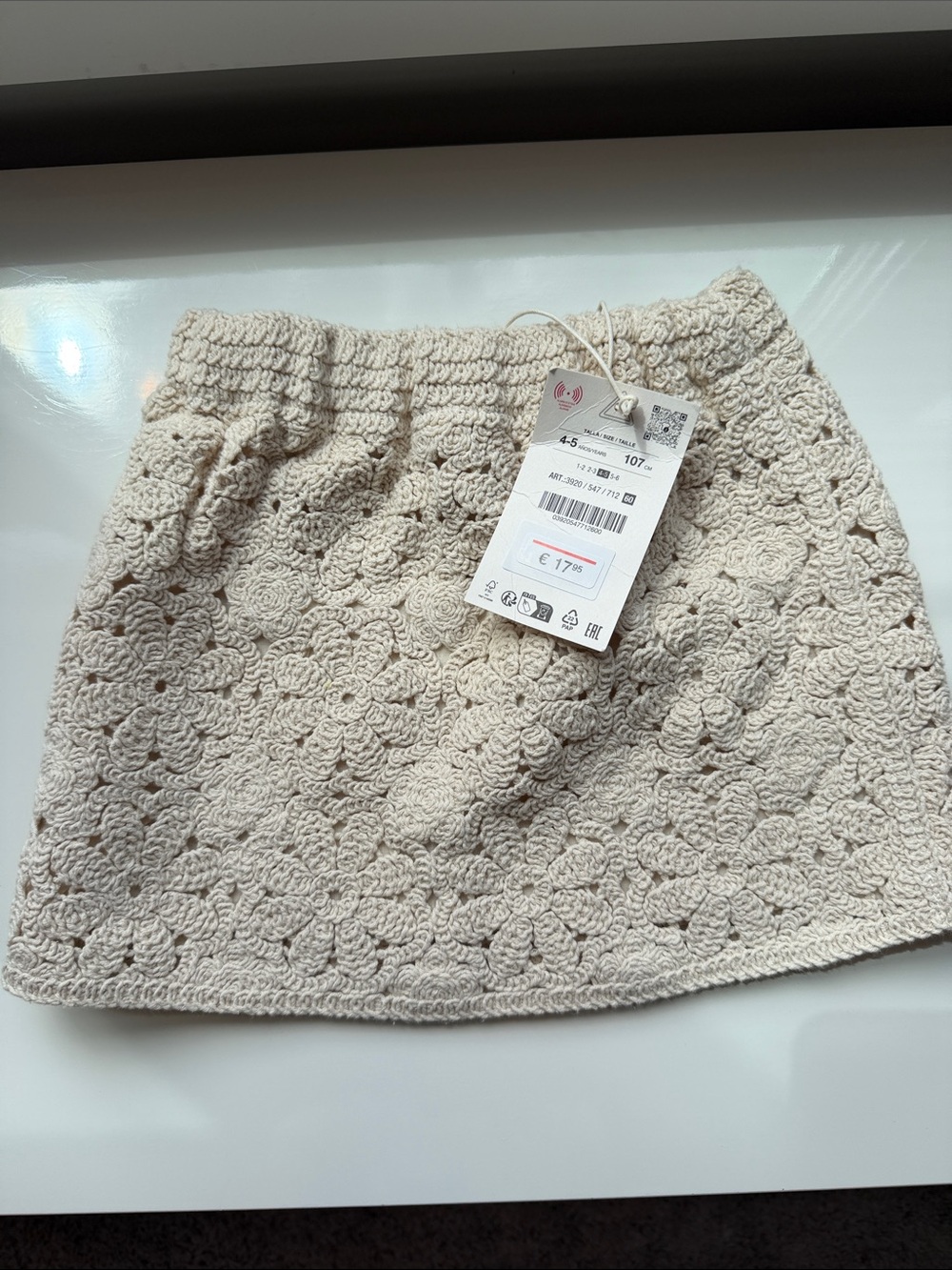 Zara Cream Crochet Mini Skirt